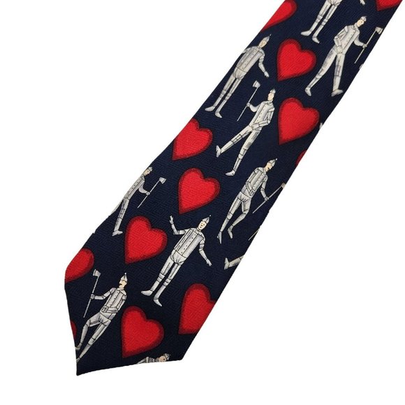 Everyday Other - Tin Man Tie Wizard of Oz Heart by Everyday Navy Blue Silver Red EUC